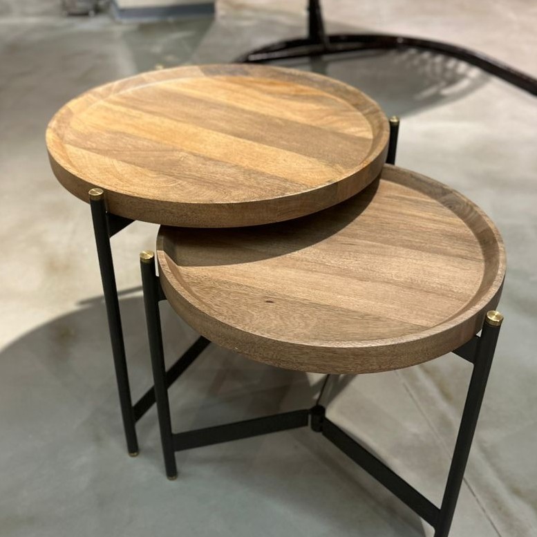 Metal Mango Wooden 2PC Side Stool Vento Furniture