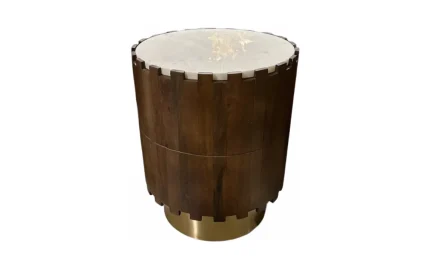 Round Marble Wooden Side Stool