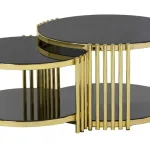 Wicker Center Table Black Gold