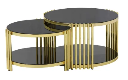 Wicker Center Table Black Gold